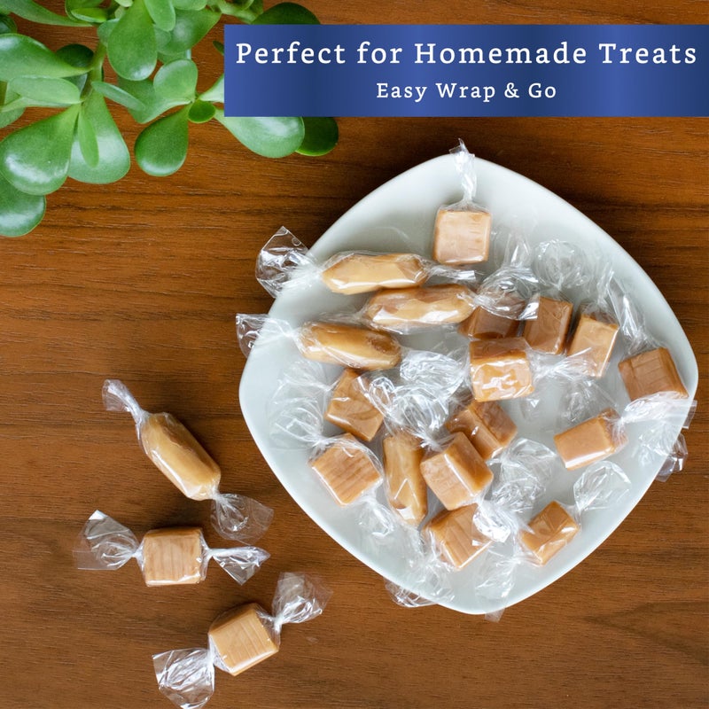FIESTA WRAPS Clear Candy Wrappers for Caramels (600 Pcs 2.5 x 3.5 inches) - Natural Clear Cellophane Wrapper - Candy Wrapping Paper for Caramel, Chocolate, Nougat, and Lollipops - Image 5